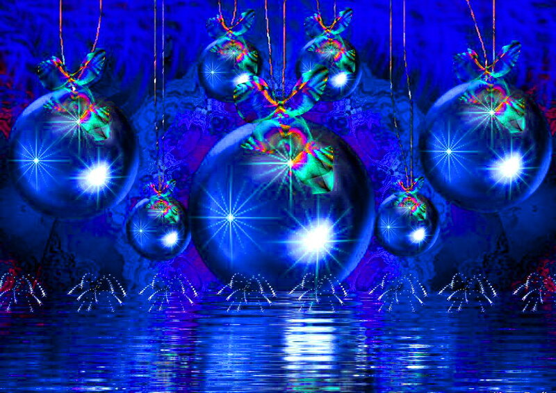 Blue Ornaments Hanging — Festive