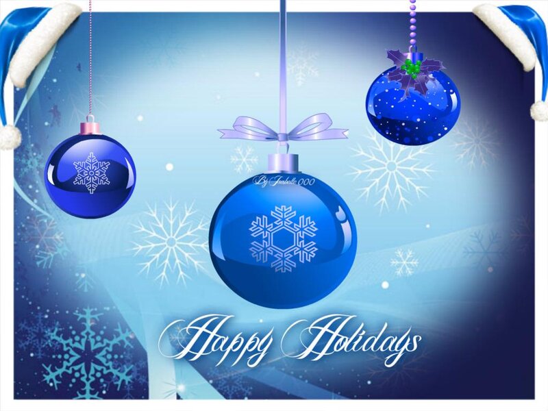 Blue Ornaments Hanging — Festive, Winter, Digital Art