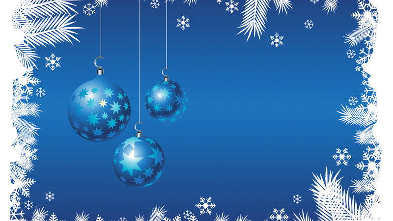 Blue Ornaments Hanging — Festive, Winter, Vector Art, Snowflakes