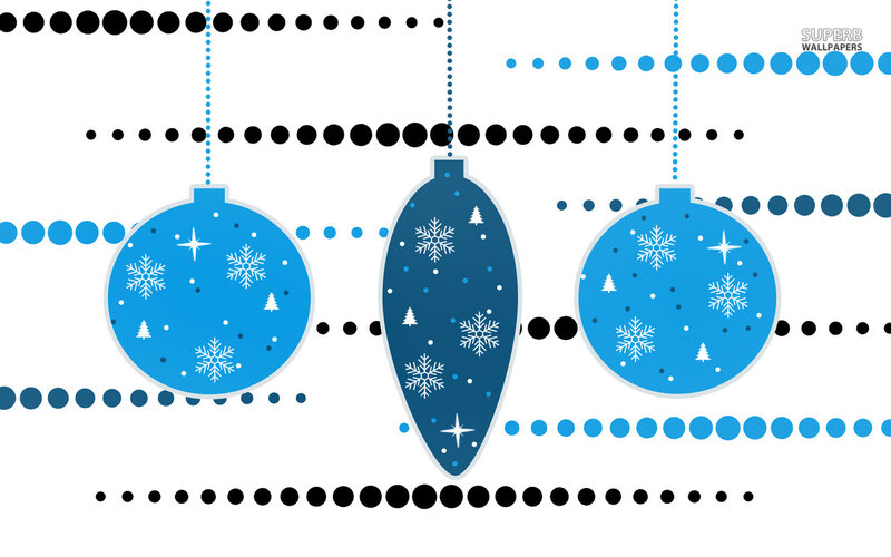 Blue Ornaments Hanging — Festive, Winter, Vector Art