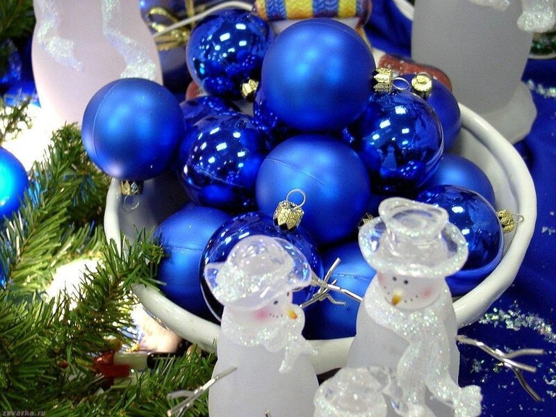 Blue Ornaments in Bowl