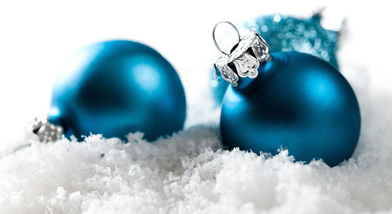 Blue Ornaments in Snow — Calm