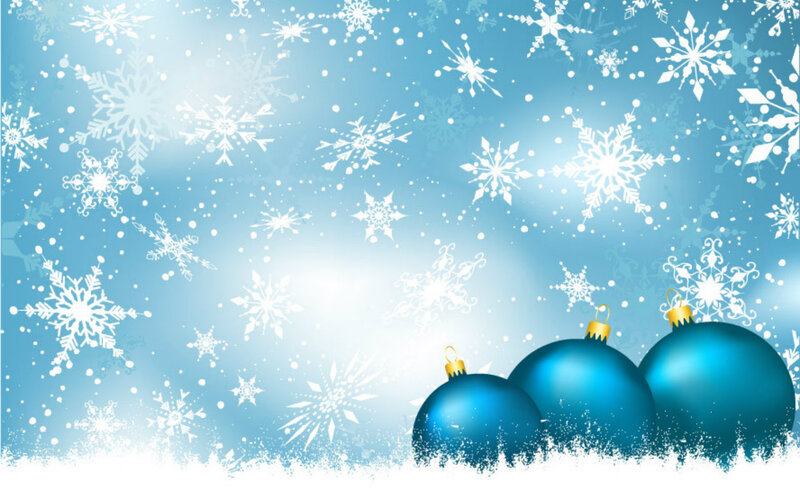 Blue Ornaments in Snow — Festive