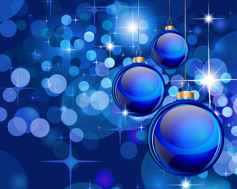 Blue Ornaments on Blue Background — Festive, Digital Art
