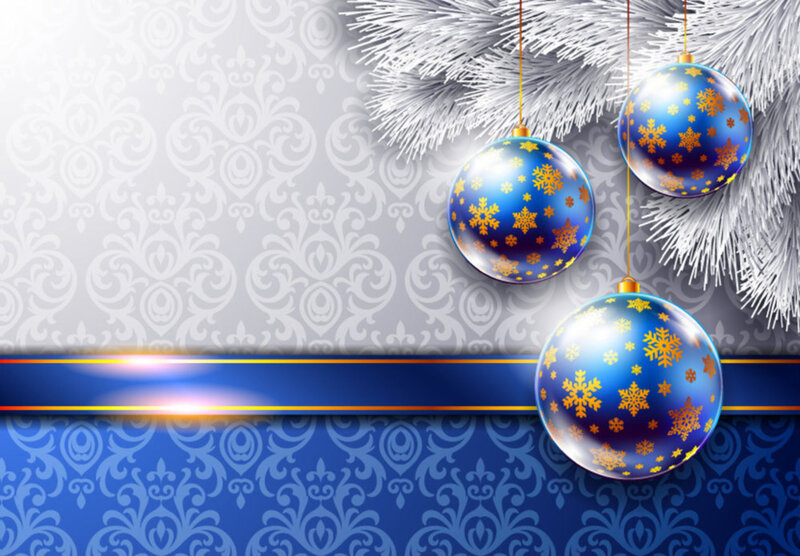 Blue Ornaments on Branch