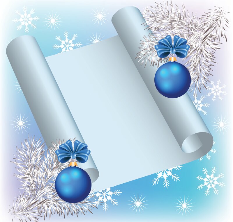 Blue Ornaments on Scroll