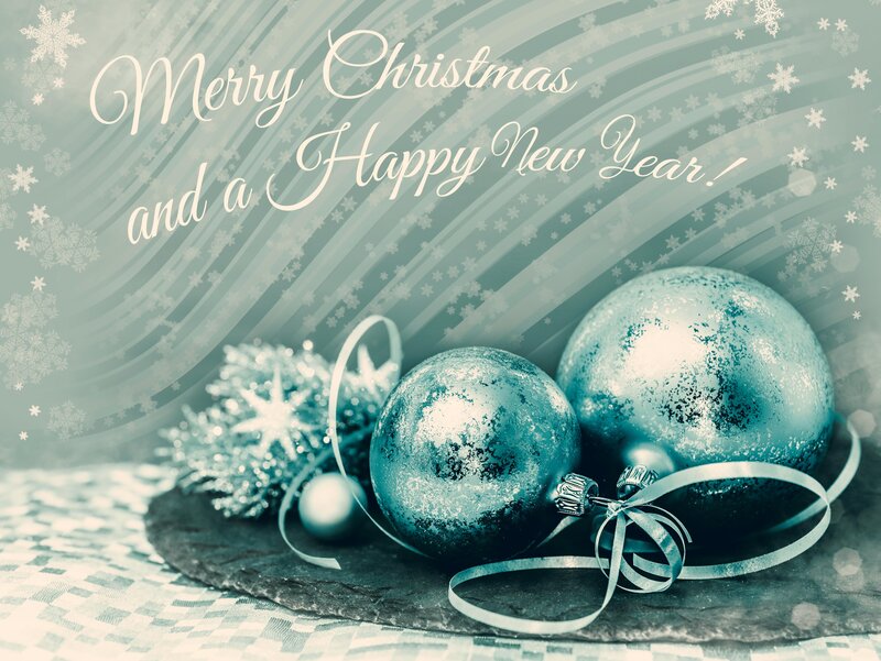 Blue Ornaments on Slate