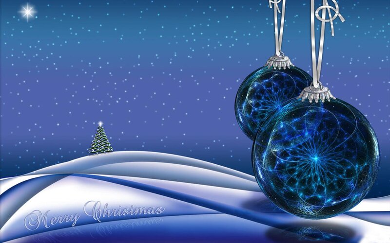 Blue Ornaments on Snow — Serene, Night