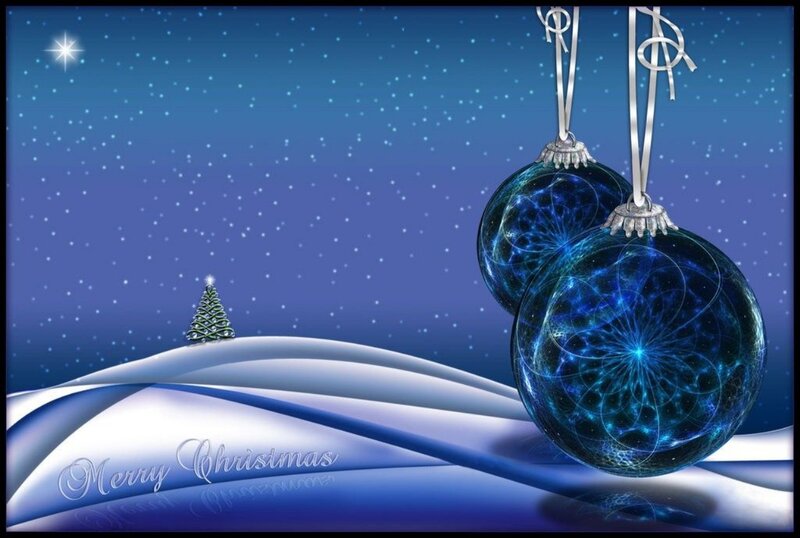 Blue Ornaments on Snow — Serene