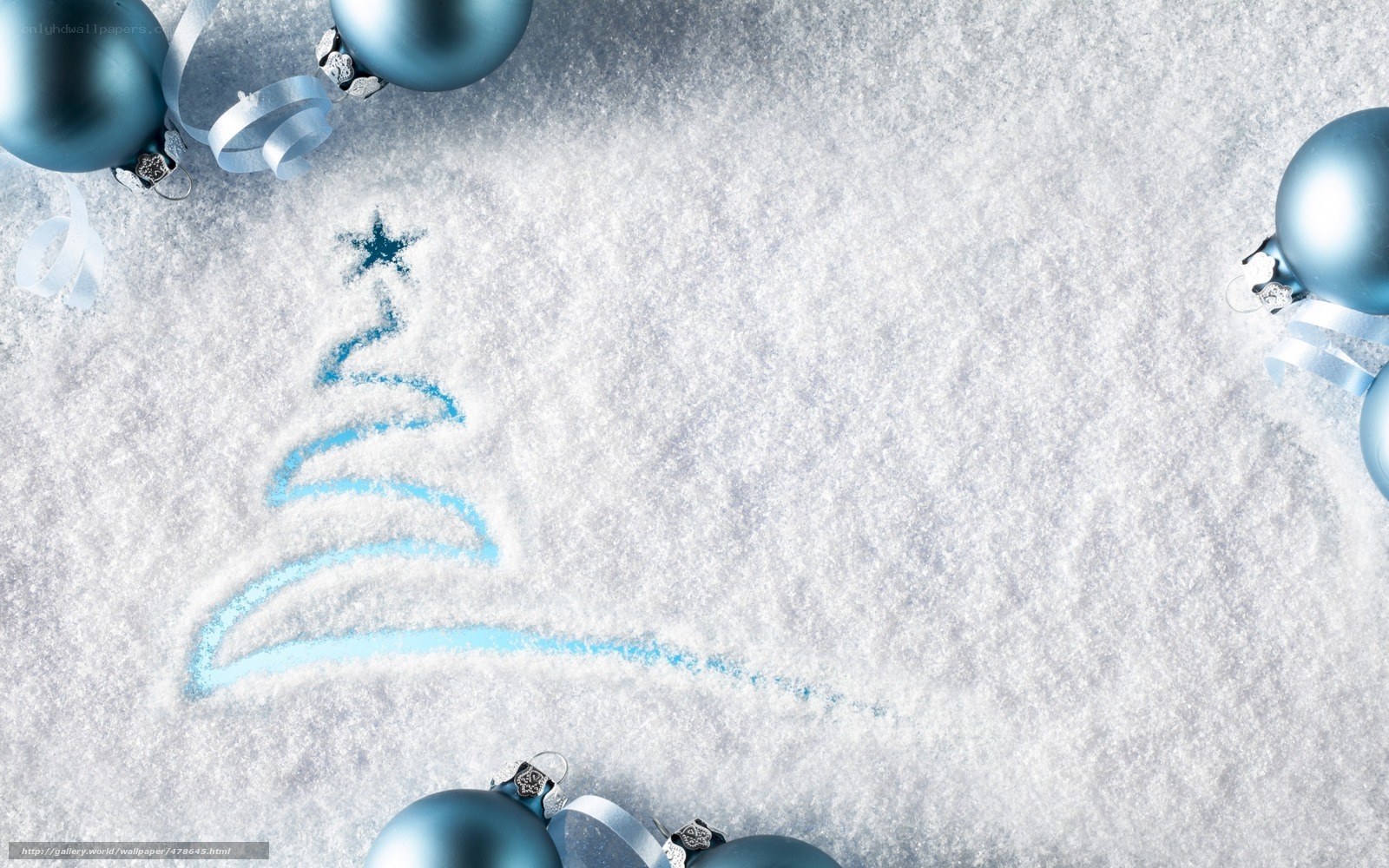 Blue ornaments on snow