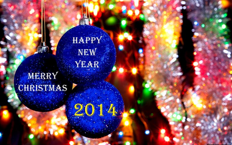 Blue Ornaments on Tree — Festive, Night