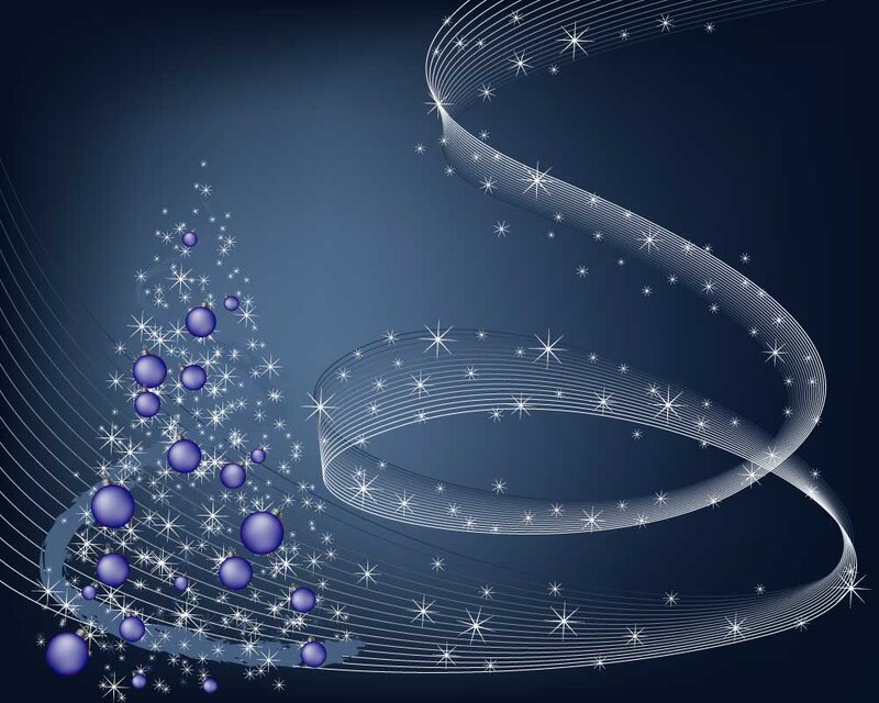 Blue Ornaments on Tree — Festive