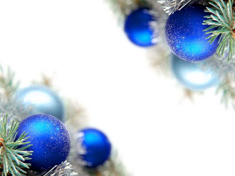 Blue Ornaments on Tree