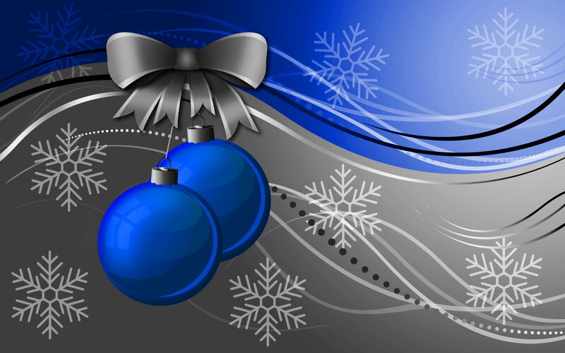 Blue Ornaments with Bow