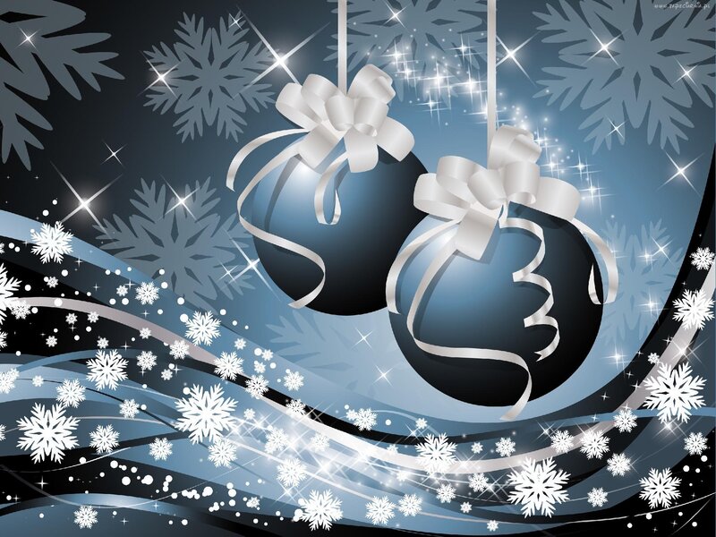 Blue Ornaments with Bows — Festive