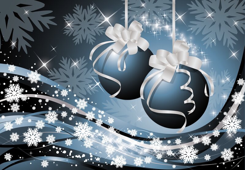 Blue Ornaments with Bows