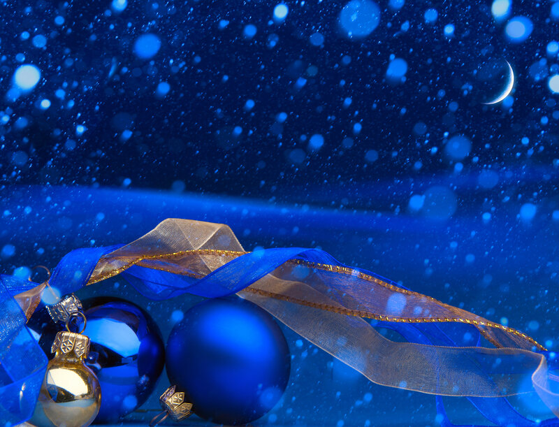 Blue Ornaments with Ribbon — Festive