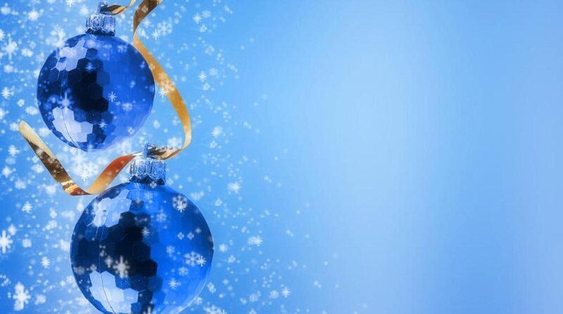 Blue Ornaments with Ribbon