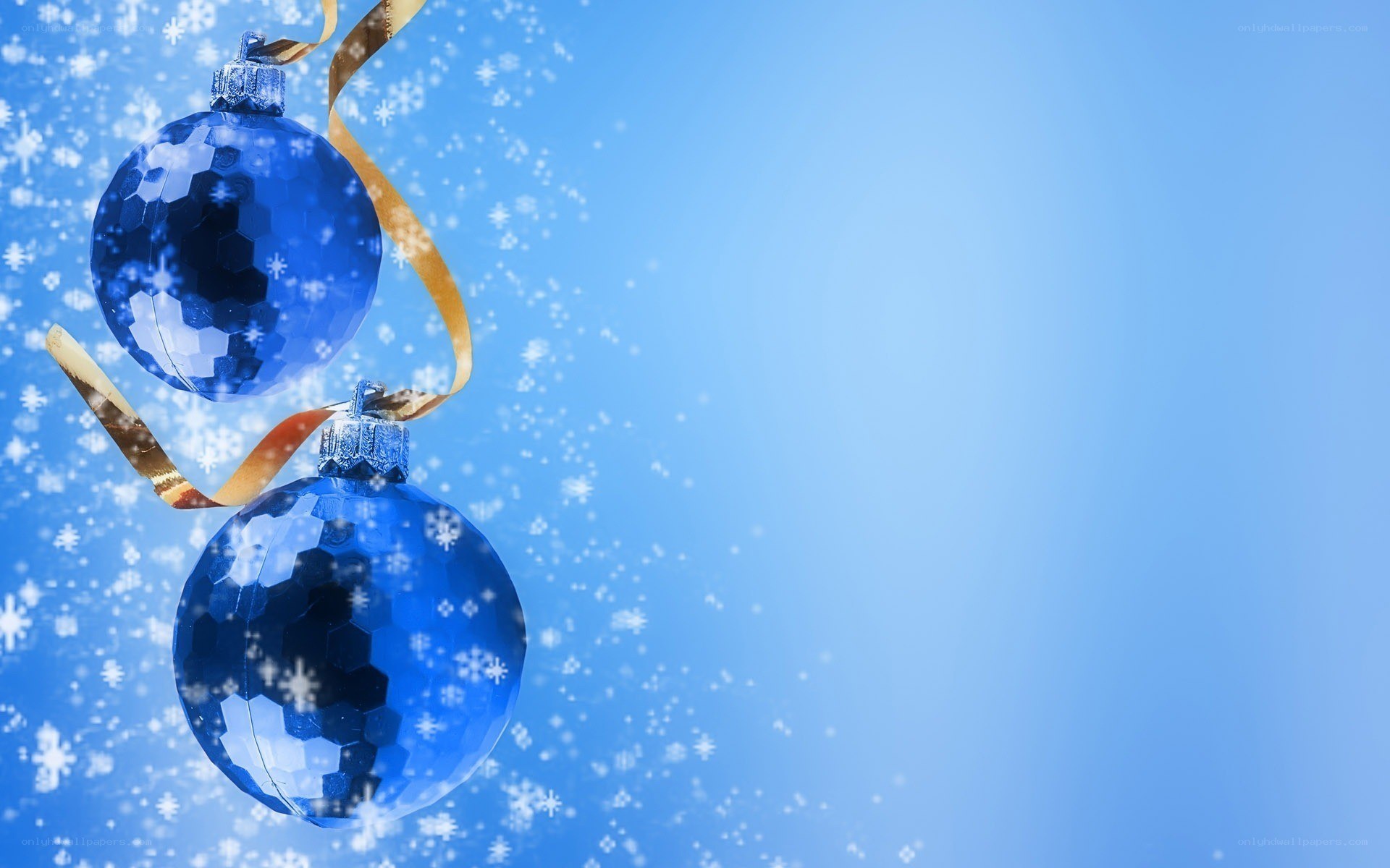 Blue ornaments with snowflakes