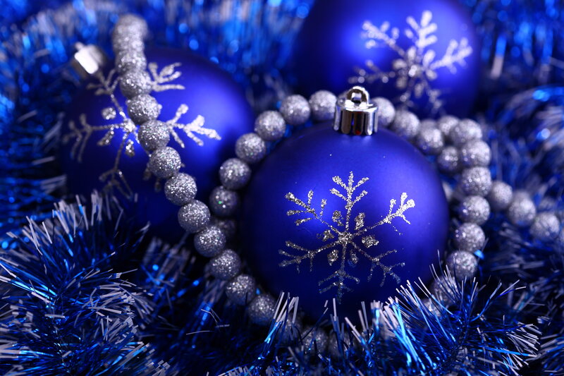Blue Ornaments with Snowflakes — Festive