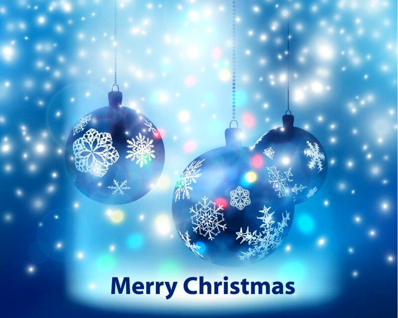 Blue Ornaments with Snowflakes — Festive, Winter, Digital Art