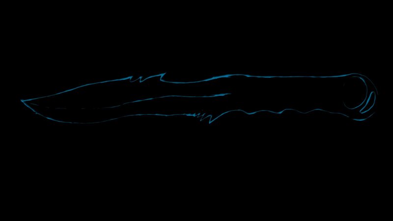 Blue Outline of a Knife