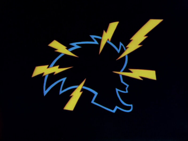 blue outline with yellow lightning bolts