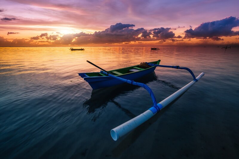 Blue Outrigger Canoe