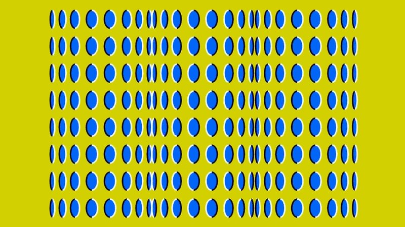 Blue Ovals on Yellow — Hypnotic, Abstract, Yellow Background, White