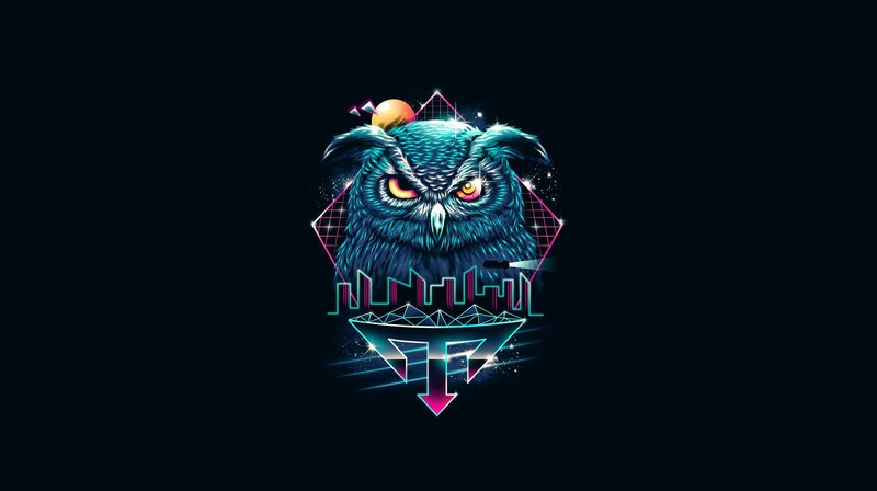 Blue Owl with Glowing Eyes