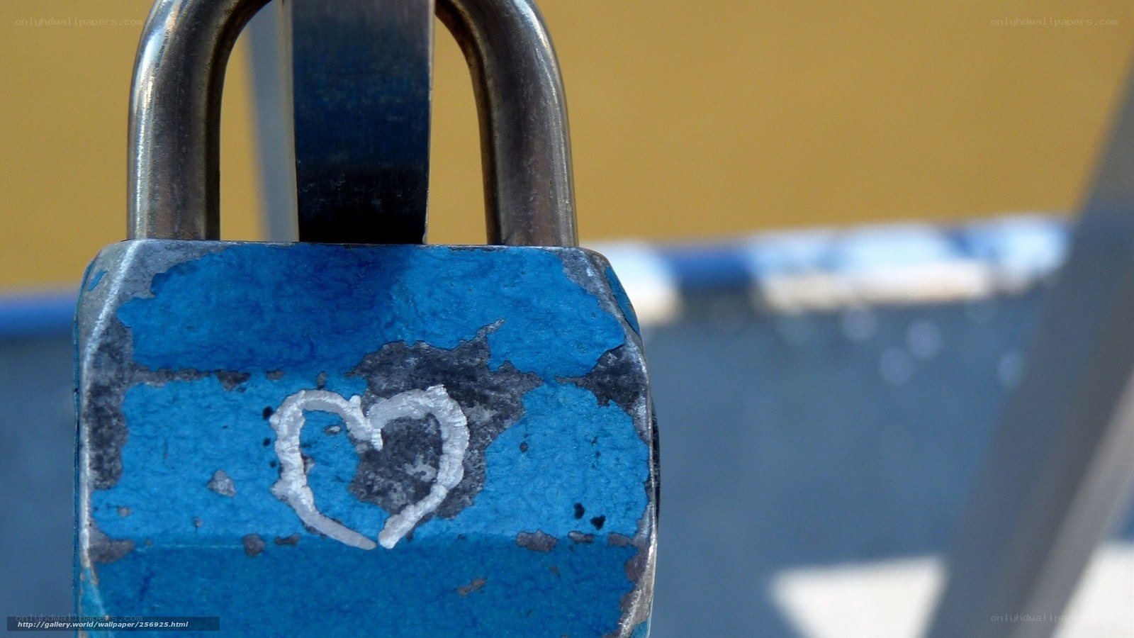 blue padlock with heart drawing