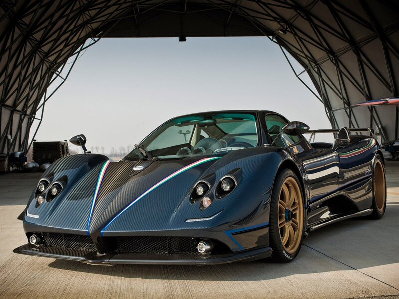 Blue Pagani Sports Car — Black, Dramatic