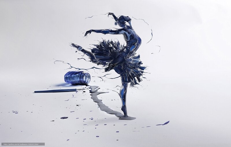 blue paint ballerina