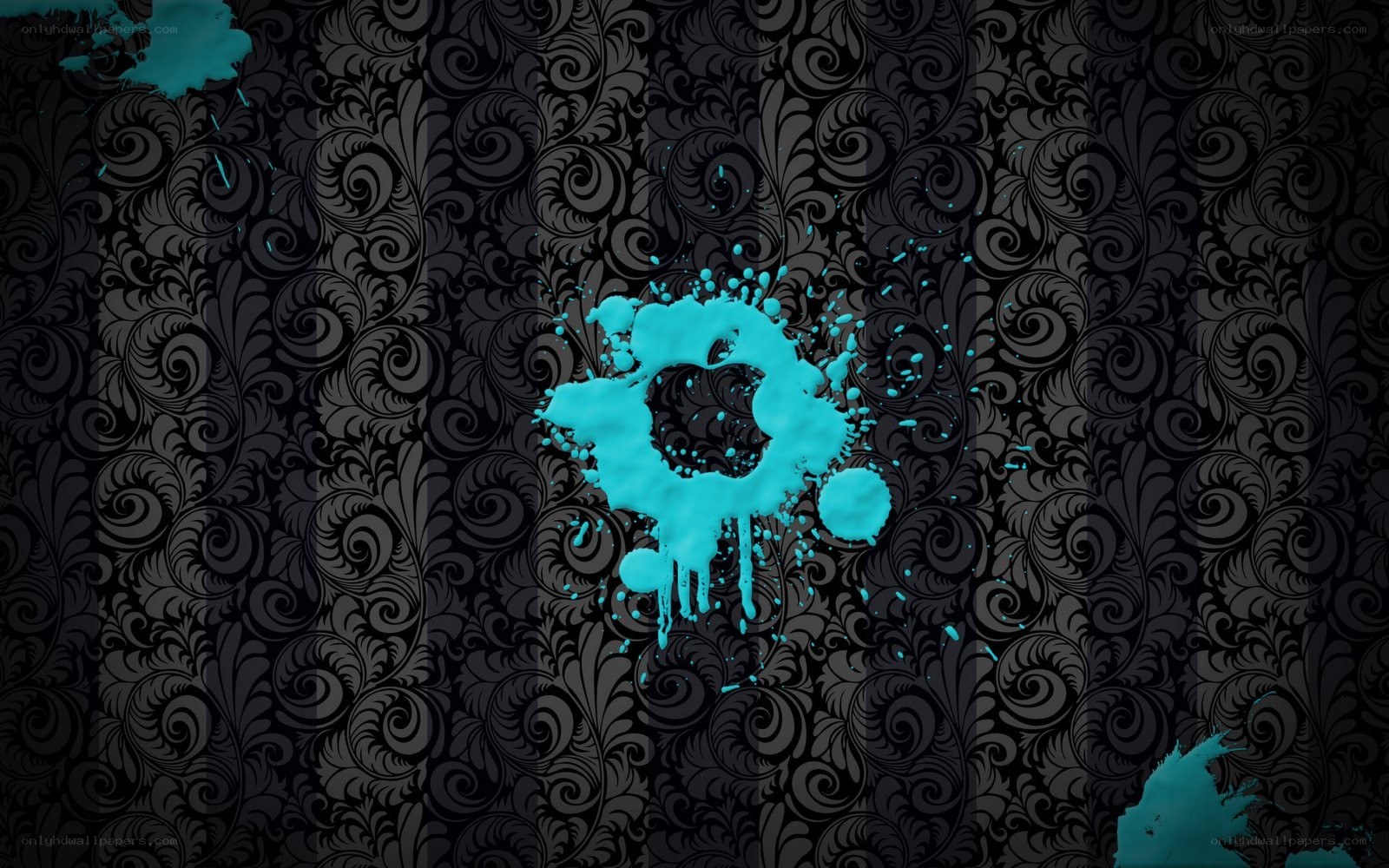 blue paint splatter on patterned background