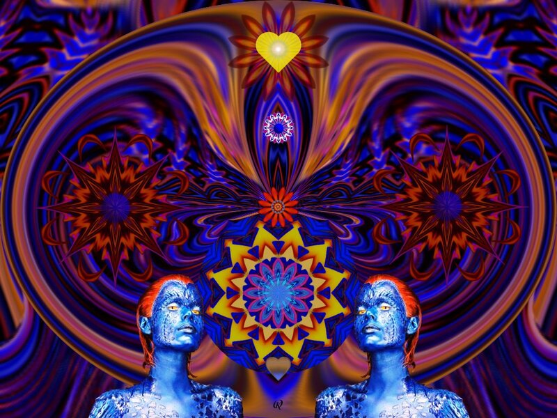 Blue-painted Figures