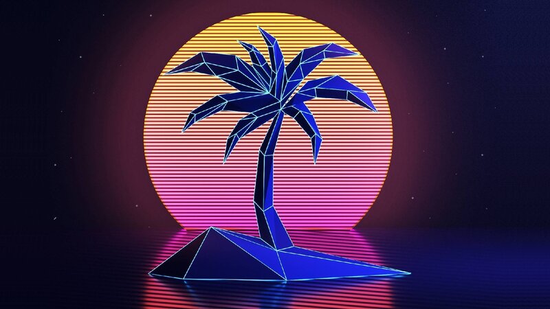 Blue Palm Tree — Retro