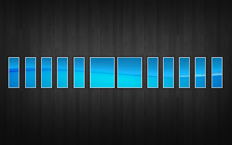 blue panels on dark wood