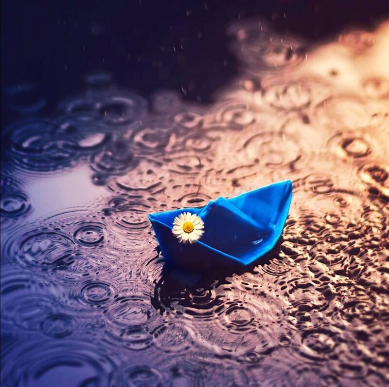 Blue Paper Boat — Serene, Night