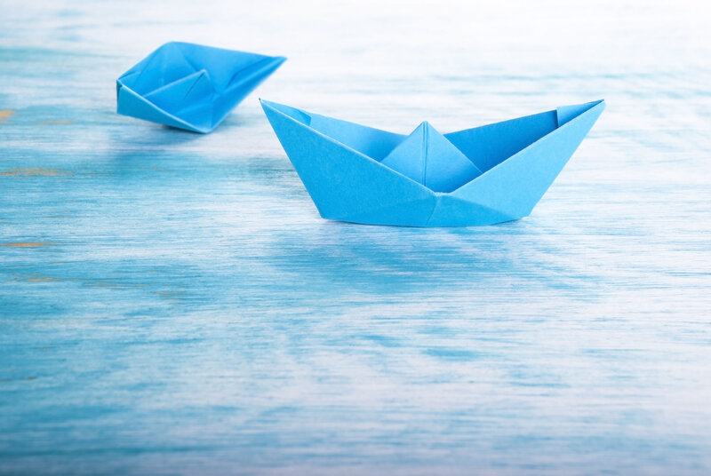 Blue Paper Boats