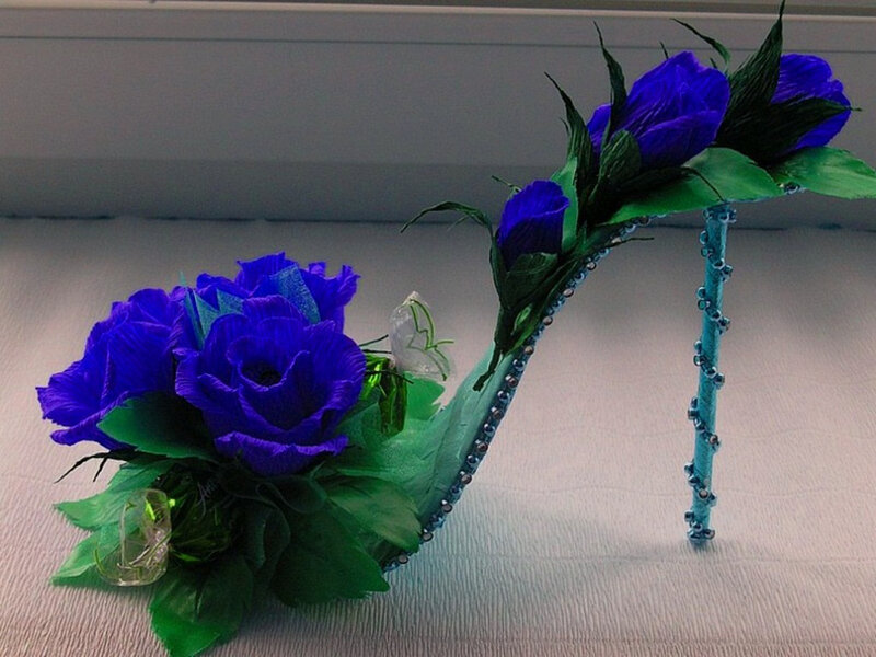 Blue Paper Flower Shoe
