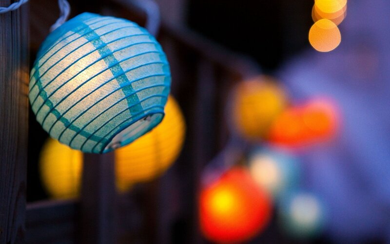 Blue Paper Lantern — Festive