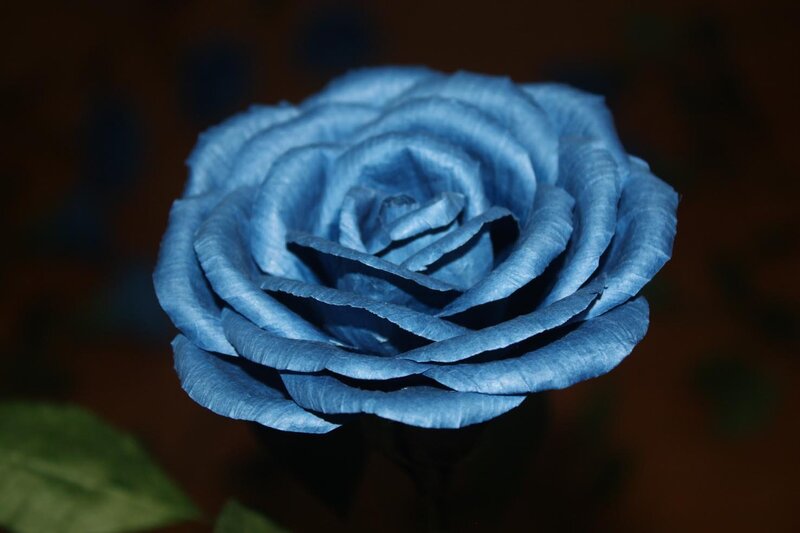 Blue Paper Rose