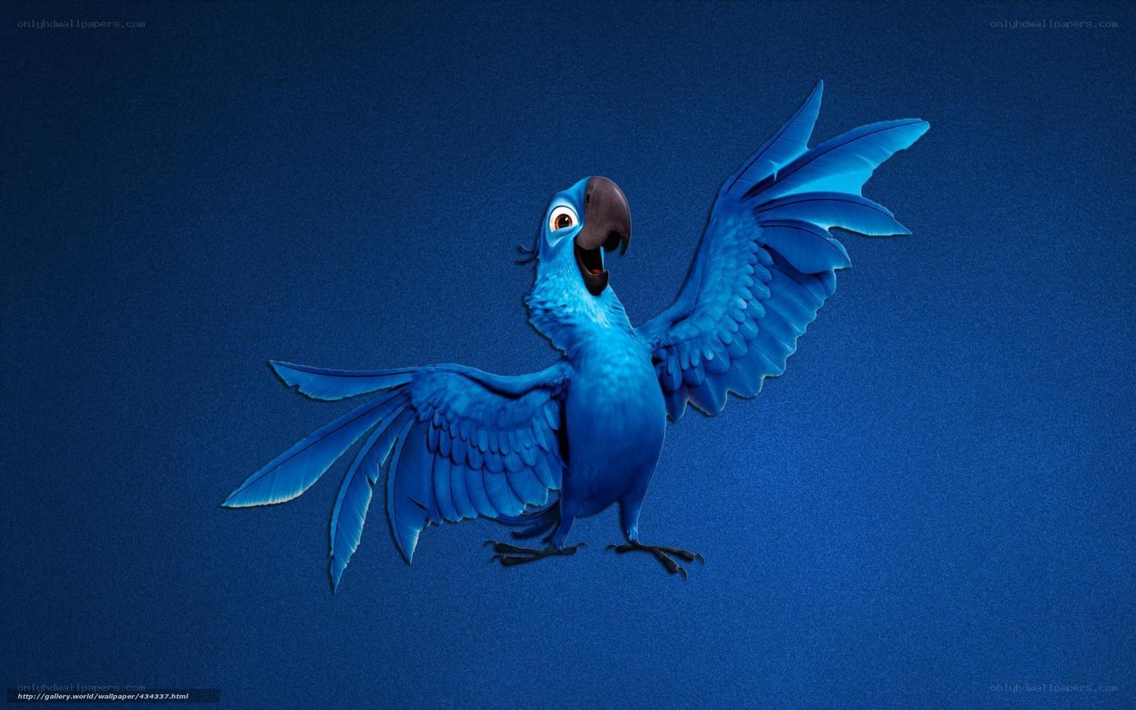 Blue parrot character in flight