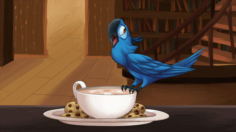 Blue Parrot on Cup