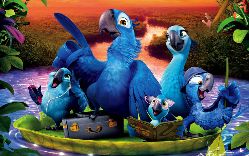 Blue Parrots in Boat
