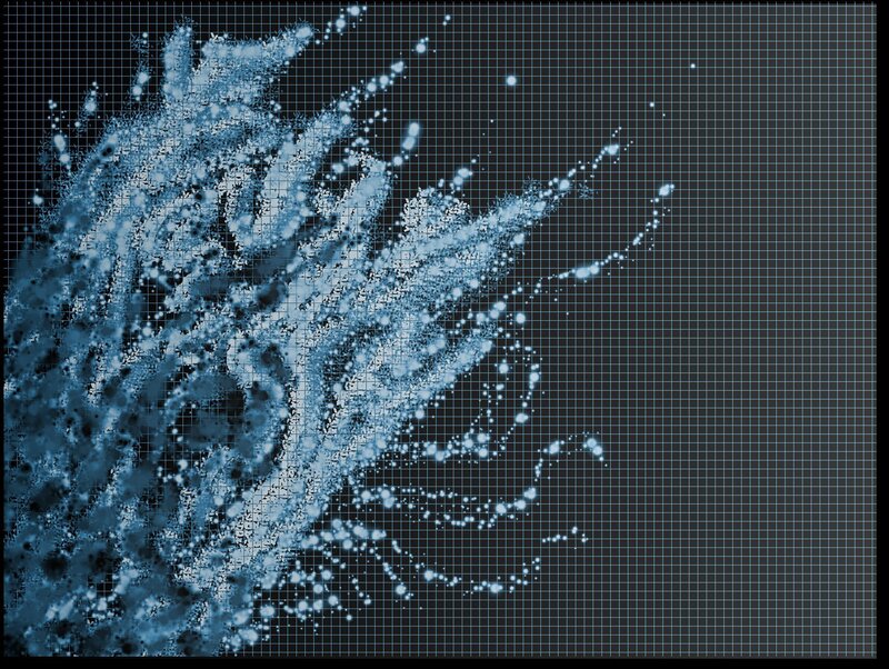 blue particle explosion on grid