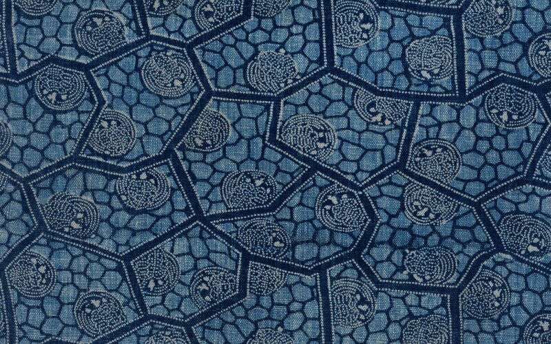Blue Patterned Fabric — Calm, Abstract, Hexagons