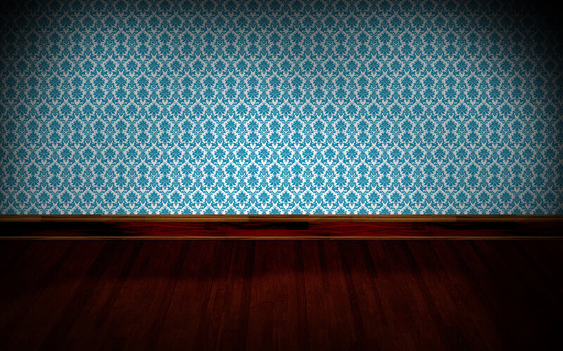 Blue Patterned Wallpaper — Dark, Photograph