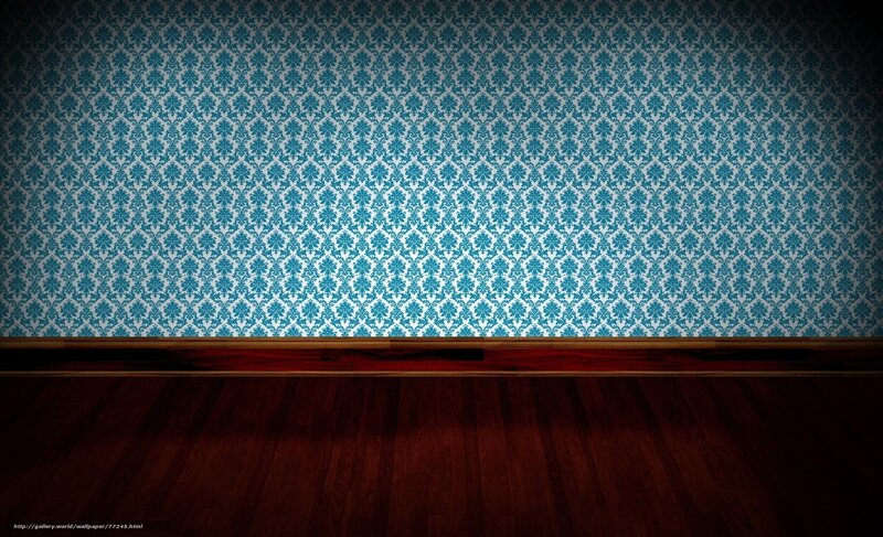 blue patterned wallpaper room