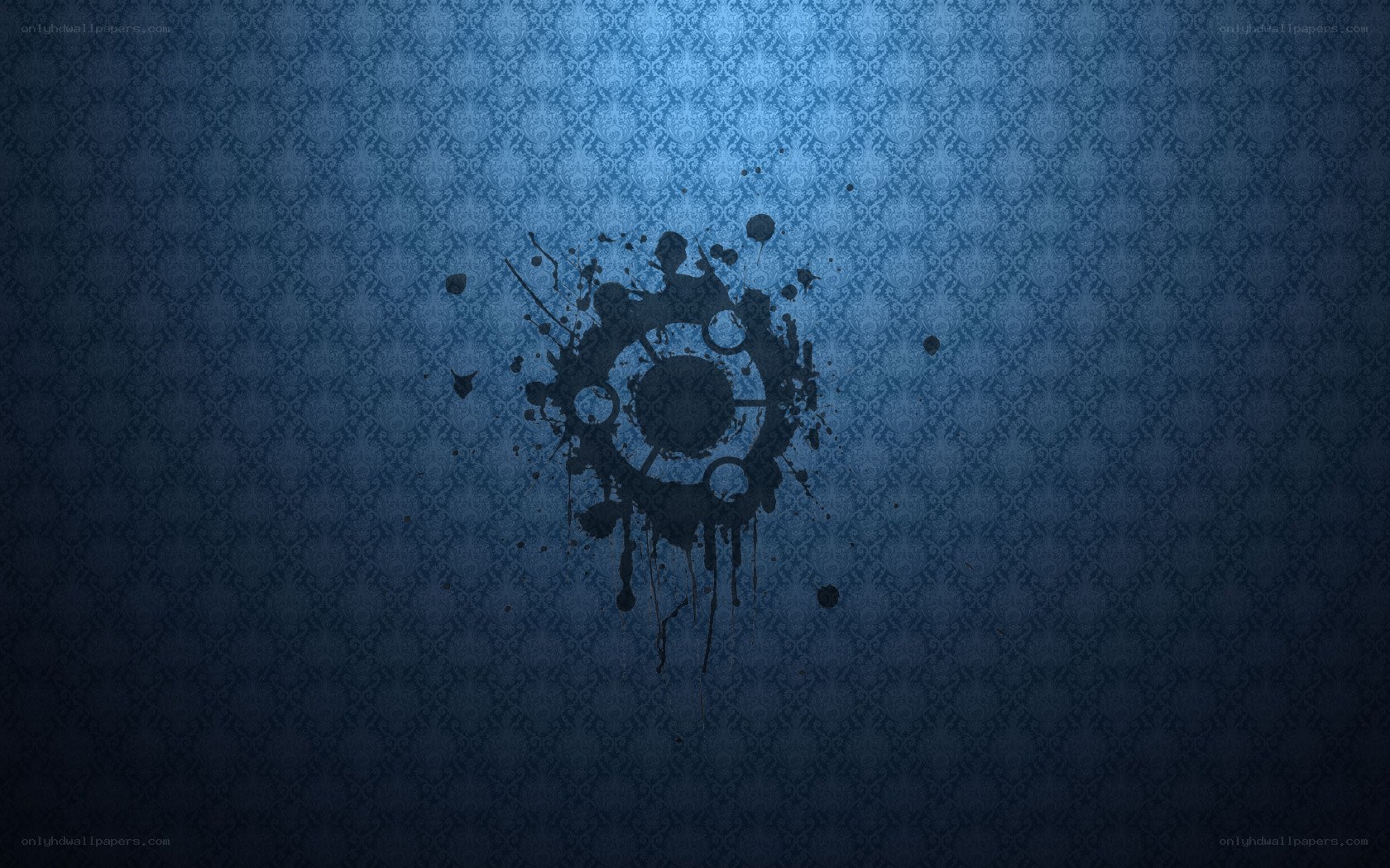 blue patterned wallpaper with splatter